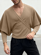 Men's Knit Textured Bat Sleeve T-shirt SKUL45310