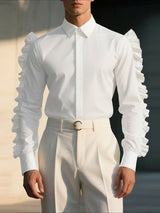 Men's Ruffle Patchwork Long Sleeve Shirt SKUL42560