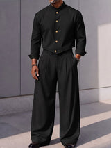 Men's Smart Chic City Walk Stand Collar V-Cut Waist Two Pieces Outfit SKUL85214