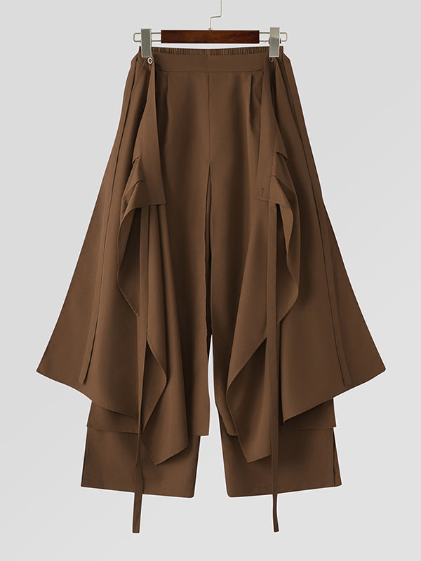 Mens Faux Two-Piece Design Loose-Fit Pant SKUK98824