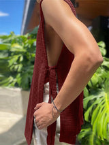 Mens Textured Split Hem Tie Sleeveless Tank SKUL06397