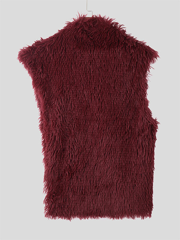 Mens Faux Fur High Neck Sleeveless Tank SKUK96898