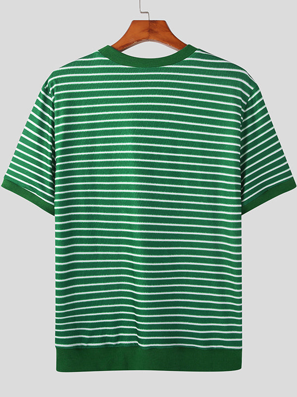 Mens Striped Crew Neck Short Sleeve T-Shirt SKUK00626