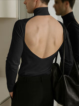 Men's Backless Long Sleeve T-Shirt SKUL38606