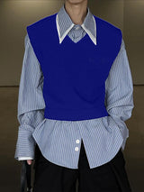 Men's Solid V Neck Casual Waistcoat SKUL31917