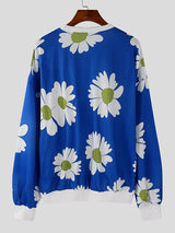 Mens Casual Floral Print Long-Sleeve Hoodie SKUK80401