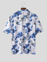 Mens Floral Print Collar Short Sleeve Shirt SKUK68888