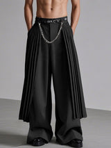 Men's Pleated Layered Chain Decor Wide Leg Pant SKUL35116