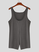 Mens Solid Rib-Knit Sleeveless Bodysuit SKUK35599