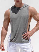 Men's Avant-Garde Resort Open Side Cutout Drawstring Hem Ribbed Sleeveless Hooded Tank SKUL78122