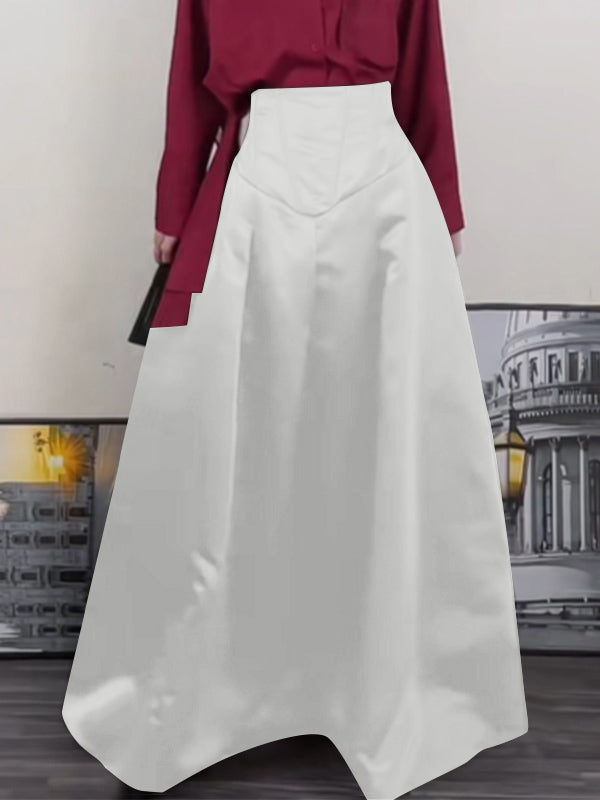 Mens Solid Color Waist-Tie Satin Skirt SKUL06532