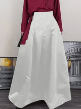 Mens Solid Color Waist-Tie Satin Skirt SKUL06532