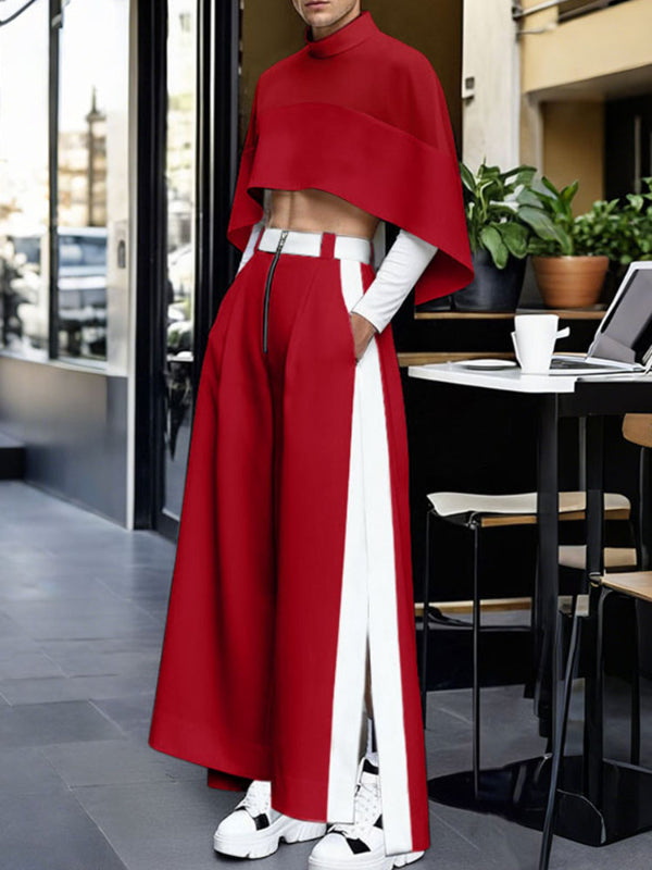 Men's Deconstructed Color Block Cropped Casual Two Pieces Outfit SKUL36533