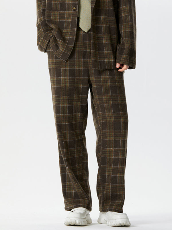 Mens Vintage Plaid Casual Straight Pants SKUK41861