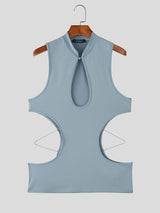 Men's Avant-Garde Keyhole Front Cut Out Mock Neck Tank SKUL67051