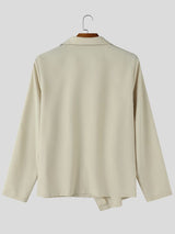 Men's Early Autumn Urban Casual Side Slanted Button Up Clean Fit Long Sleeve Lapel Collar Shirt SKUL81844