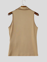 Men's Avant-Garde Metal Button Contrast Edge Lapel Fit Tank SKUL76410
