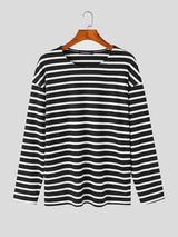 Mens Horizontal Striped Textured Long Sleeve T-Shirt SKUK72324