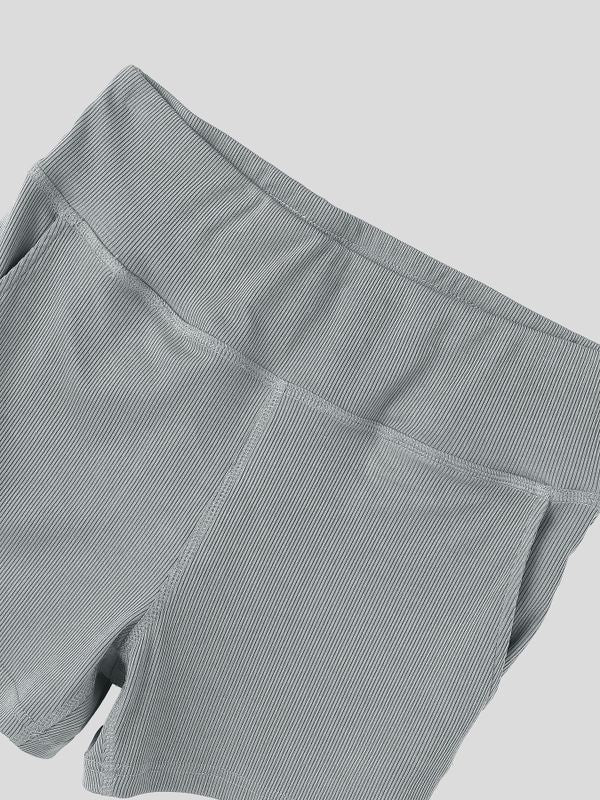 Men's Gym Vertical Ribbed V-Back Yoke Butt Lifting High Waist Back Pocket Short SKUL81924