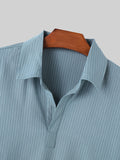 Mens Striped Johnny Collar Long Sleeve Shirt SKUK48909