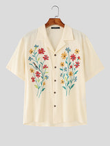 Mens Floral Embroidered Short Sleeve Shirt SKUL15476