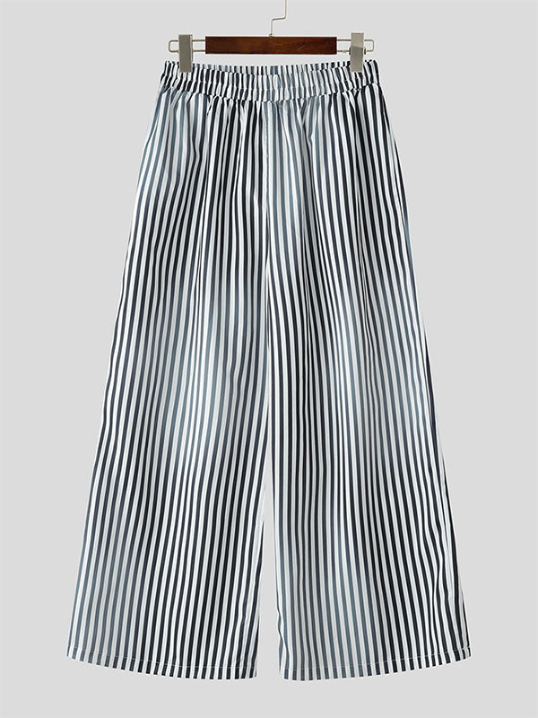 Mens Striped Wide-Leg Casual Pant SKUL10698
