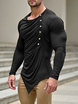 Men's Pleated Knitted Long Sleeve T-Shirt SKUL35081