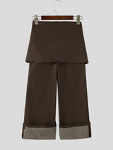 Men's Retro Party Ribbon Wrap Front Turn-Up Wide Cuff Loose Pant SKUL80624
