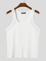 Mens Solid Color Mesh Panel Tank SKUK94746