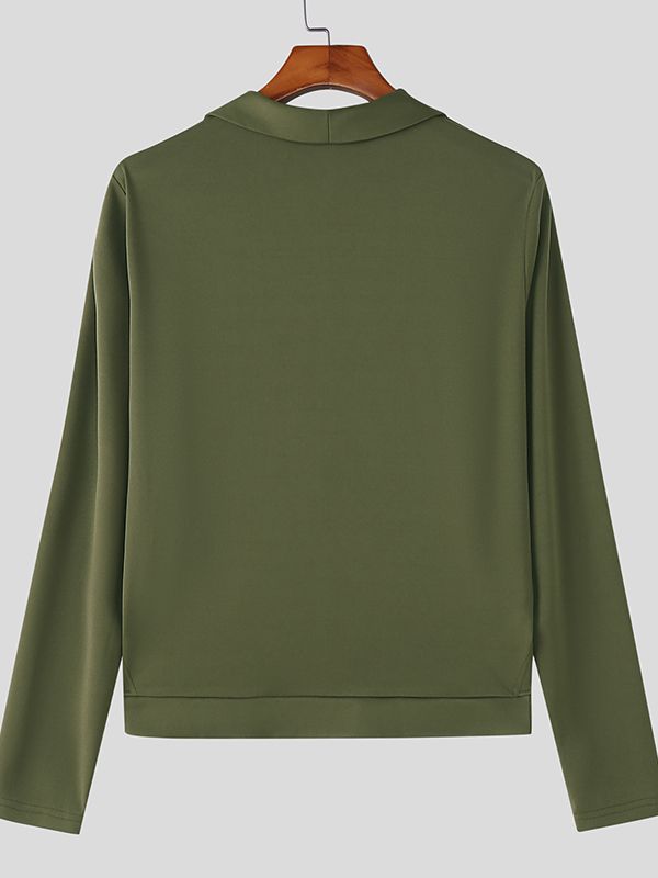 Men's Waist Cutout V Neck Long Sleeve T-shirt SKUL45203