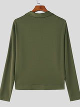 Men's Waist Cutout V Neck Long Sleeve T-shirt SKUL45203