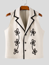 Men's Floral Print Color Block Sleeveless Shirt SKUL15559