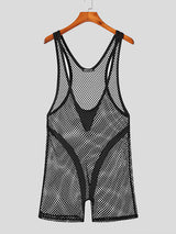 Mens Mesh See Through Sleeveless Bodysuit SKUK08784