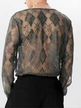 Mens Lace See Through Long Sleeve T-Shirt SKUK46278