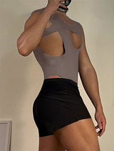 Men's Solid Color Cut Slim Fit Bodysuit SKUL21040