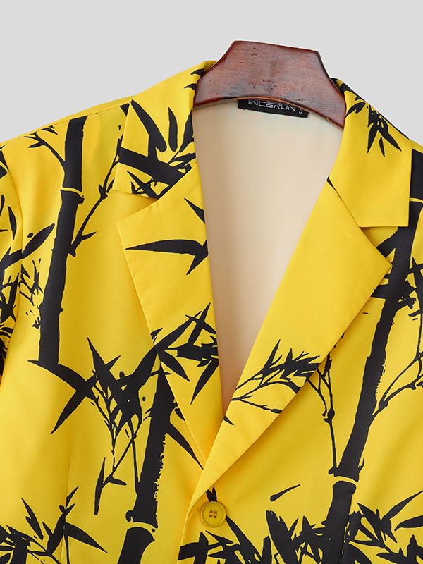 Men's Bamboo Print Long Sleeve Blazer SKUL37521