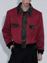 Men's Contrast Color Leather Long Sleeve Jacket SKUL40158