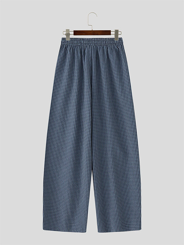 Mens Plaid Casual Loose Fit Pant SKUL17864