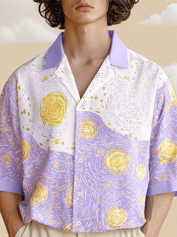 Men's Abstract Oil Painting Print Short Sleeve Shirt SKUL22786