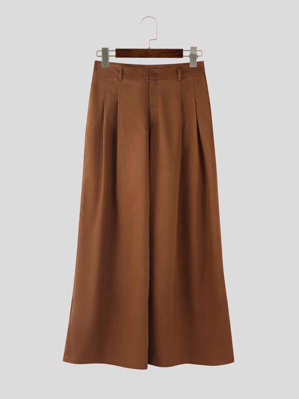 Men's Solid Color Loose Wide Leg Long Pant SKUL53968