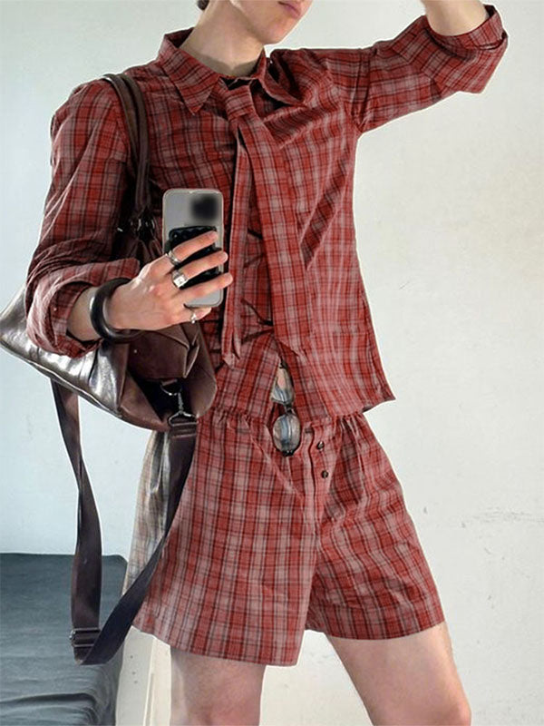 Men's Plaid Casual Two Pieces Outfit SKUL23704