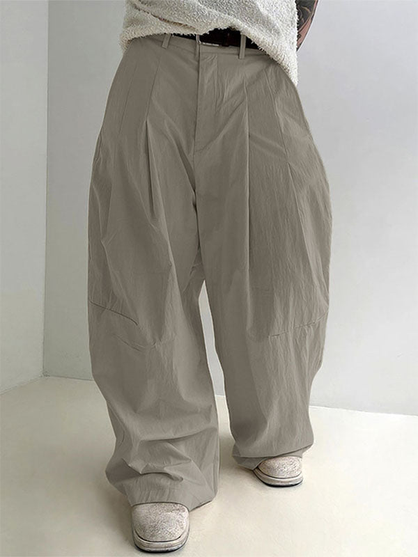 Men's Solid Crinkle Loose Draped Casual Pant SKUL23890