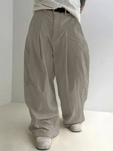 Men's Solid Crinkle Loose Draped Casual Pant SKUL23890