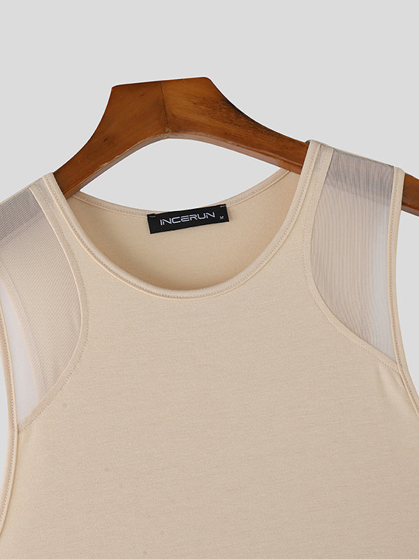 Mens Sheer Mesh Panel Casual Tank SKUL13945