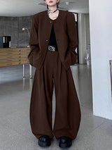 Men's Solid Color Padded Shoulder Two Pieces Outfit SKUL37300