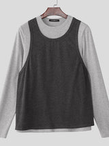 Men's Faux Two Piece Design Long Sleeve T-Shirt SKUL44943