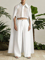 Men's Chiffon Sheer Cape Patchwork Two Pieces Outfit SKUL36591