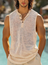Mens Solid Color Sheer Mesh Casual Tank SKUL21145