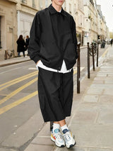 Men's Solid Color Minimal Casual Two Pieces Outfit SKUL45260