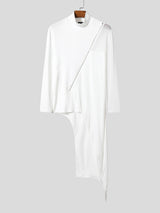 Men's One Side Long Hem Sheer Mesh Long Sleeve T-Shirt SKUL26092